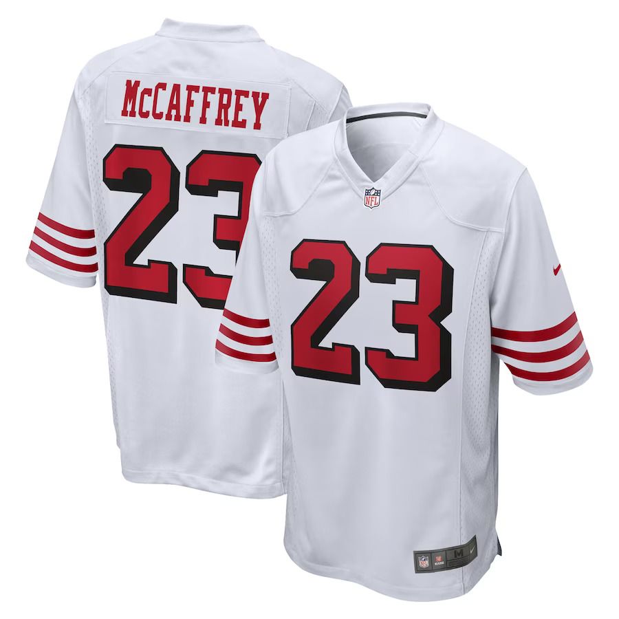 Men San Francisco 49ers 23 Christian McCaffrey Nike White Game NFL Jersey